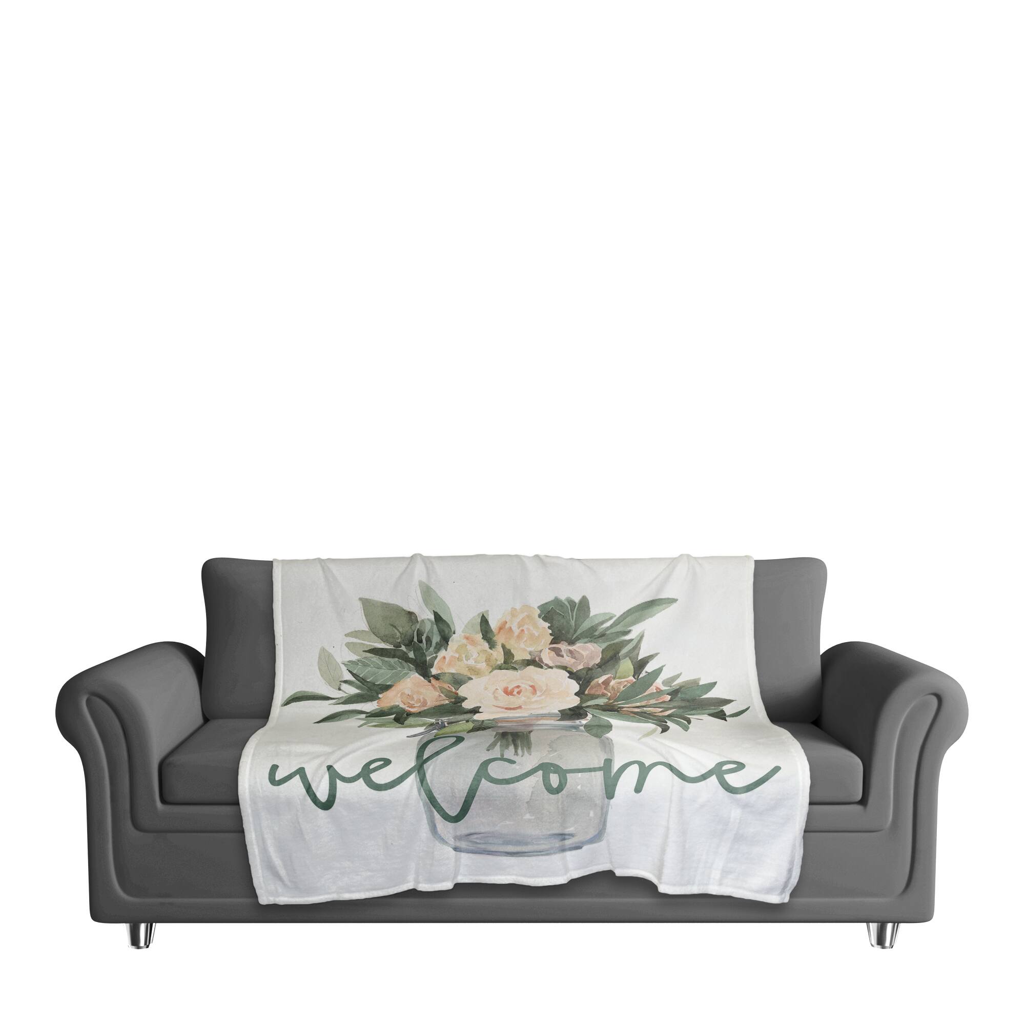 Welcome Jar of Flowers Fleece Blanket